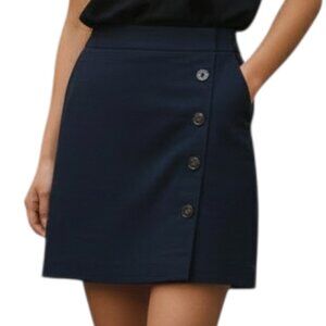 ANN TAYLOR FACTORY Navy Skirt with Decorative Buttons - size 2 - NWT